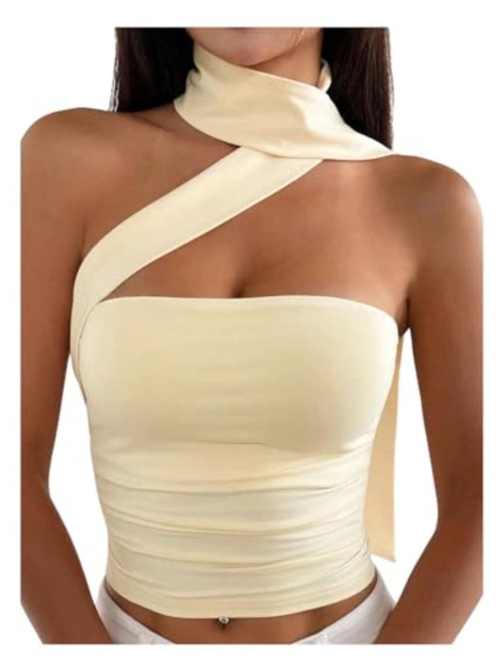 Strapless Ruched Tube Top Scarf Bandeau Crop Going Out Stretchy Soft